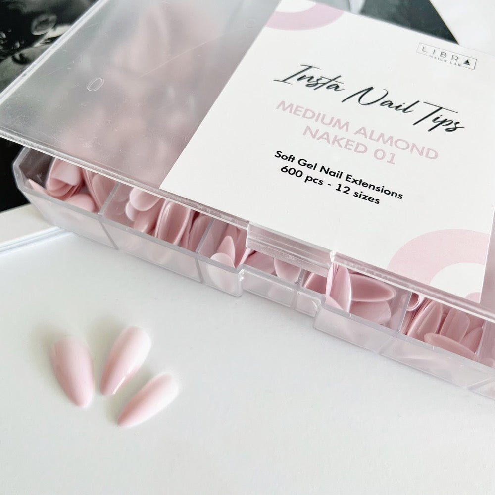 Insta Nail Tips NAKED - Medium Almond 01 - Elegance Beauty