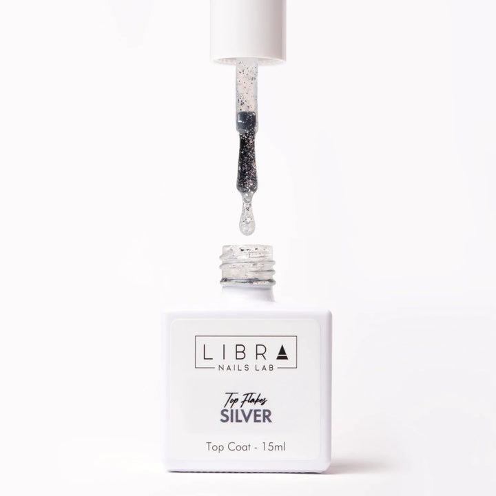 Top Flakes Silver - HEMA FREE Glossy Top with Silver Flakes - 15 ml