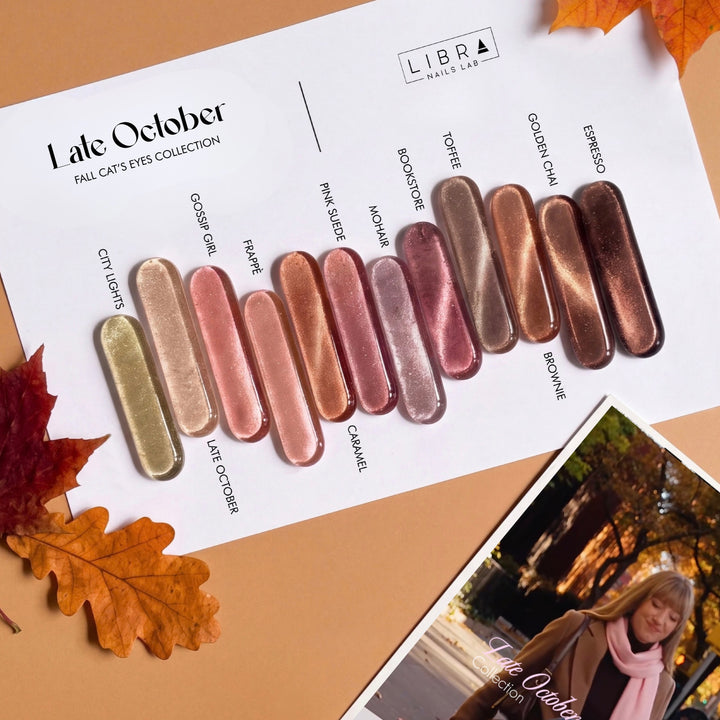 Late October – collection complète des 12 vernis Cat Eye Libra Nails Lab, teintes d'automne