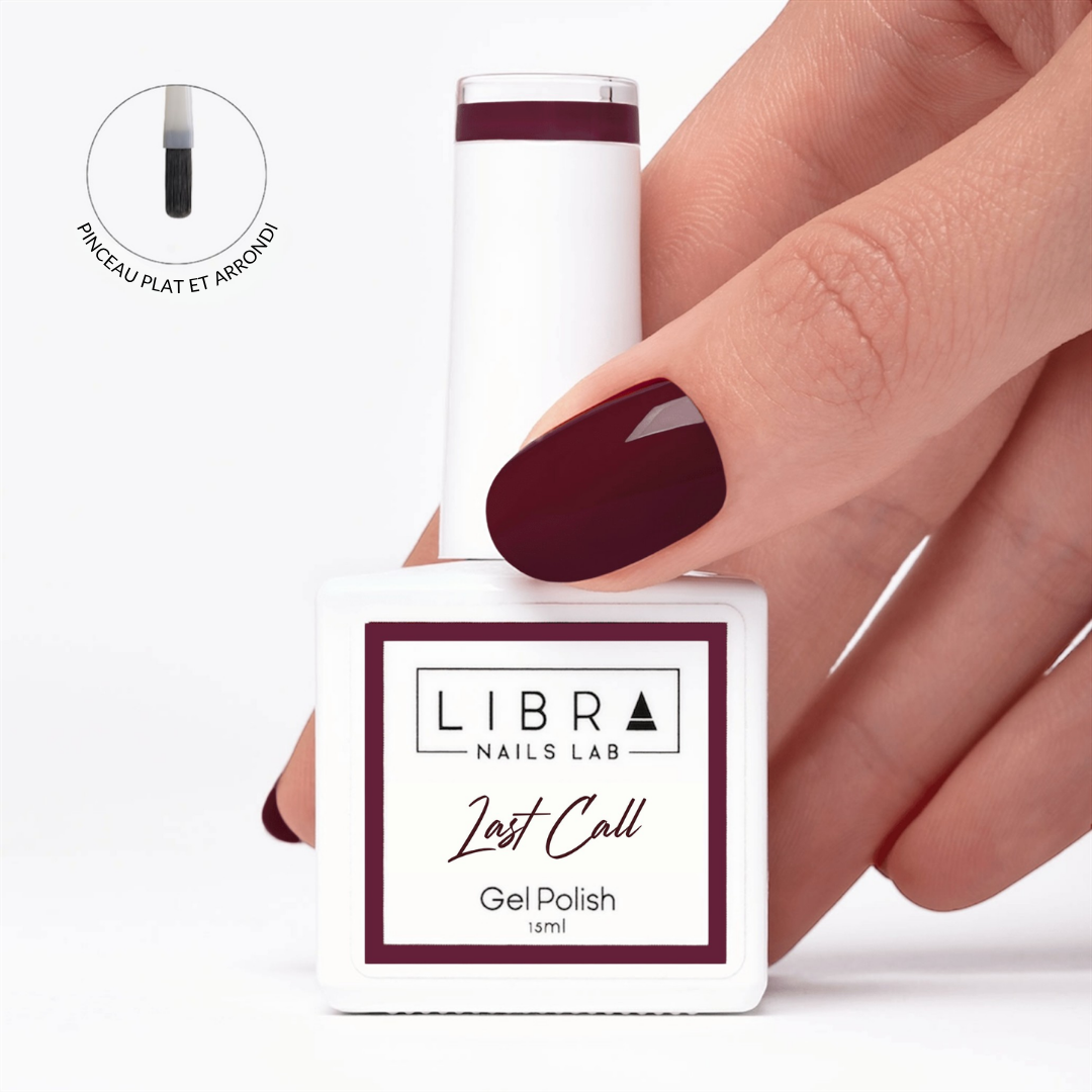 Vernis semi-permanent Last Call, bordeaux prune intense, 15 ml sans HEMA – Libra Nails Lab