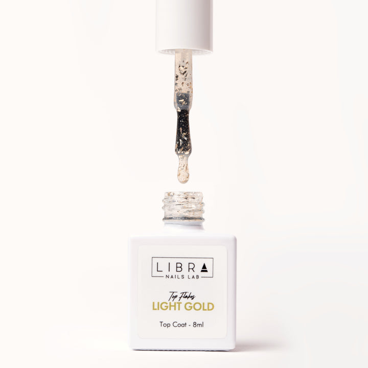 Top Flakes Light Gold - HEMA FREE Glossy Top with Light Gold Flakes - 8ml
