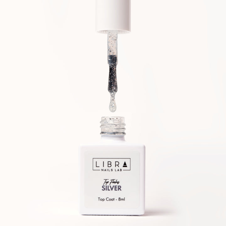 Top Flakes Silver - HEMA FREE Glossy Top with Silver Flakes - 15 ml