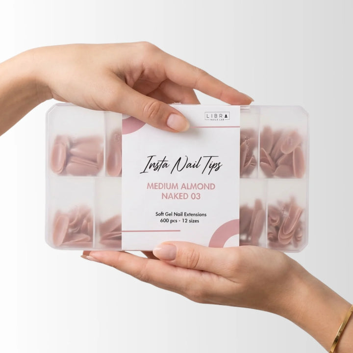 Insta Nail Tips Naked Medium Almond 03 – Capsules d'Extension Nude