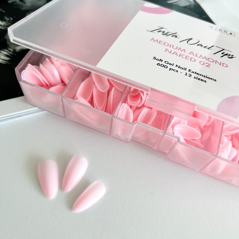 Insta Nail Tips Naked Medium Almond 02 - Capsules d'Extension Nude - Libra Nails Lab