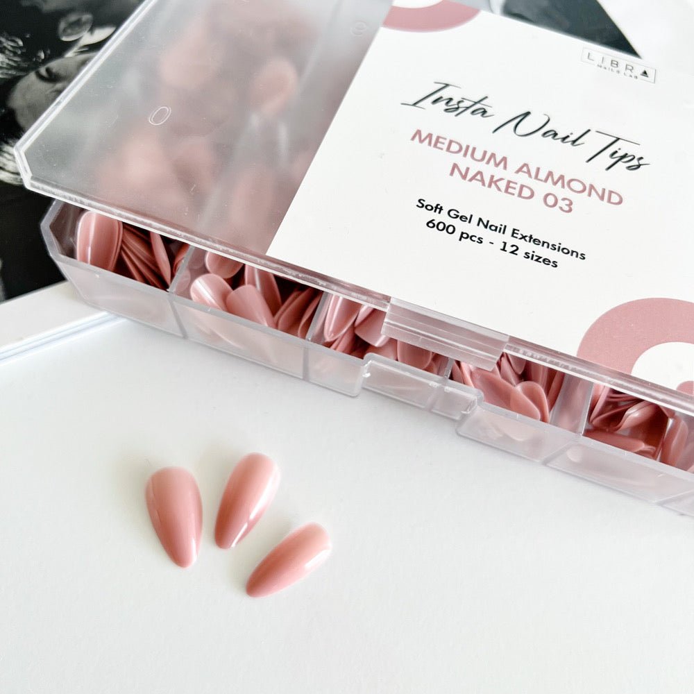 Insta Nail Tips Naked Medium Almond 03 - Capsules d'Extension Nude - Libra Nails Lab